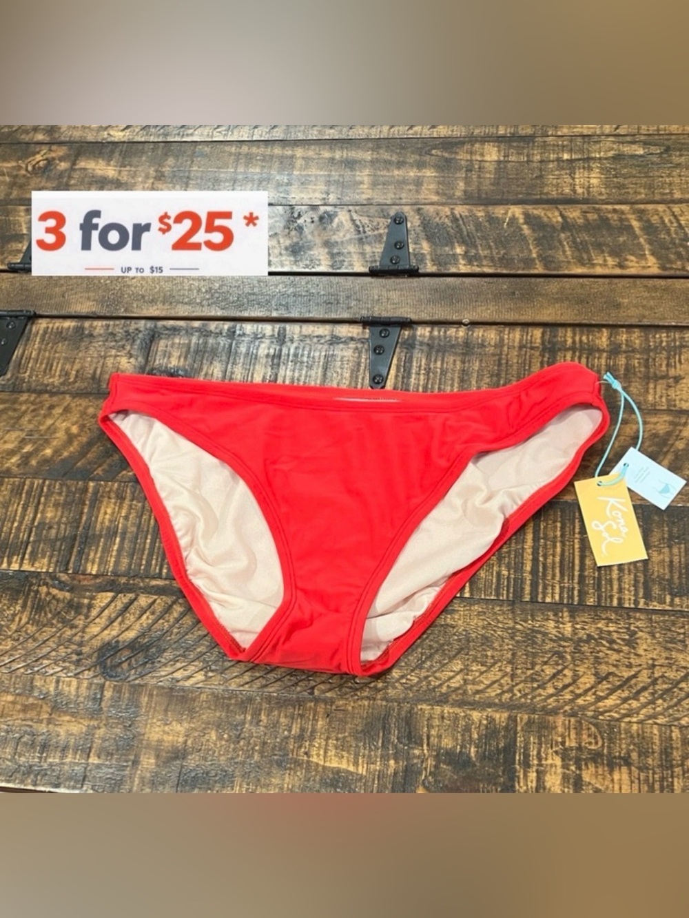 Kona Sol Women's Vibrant Red Bikini Bottom